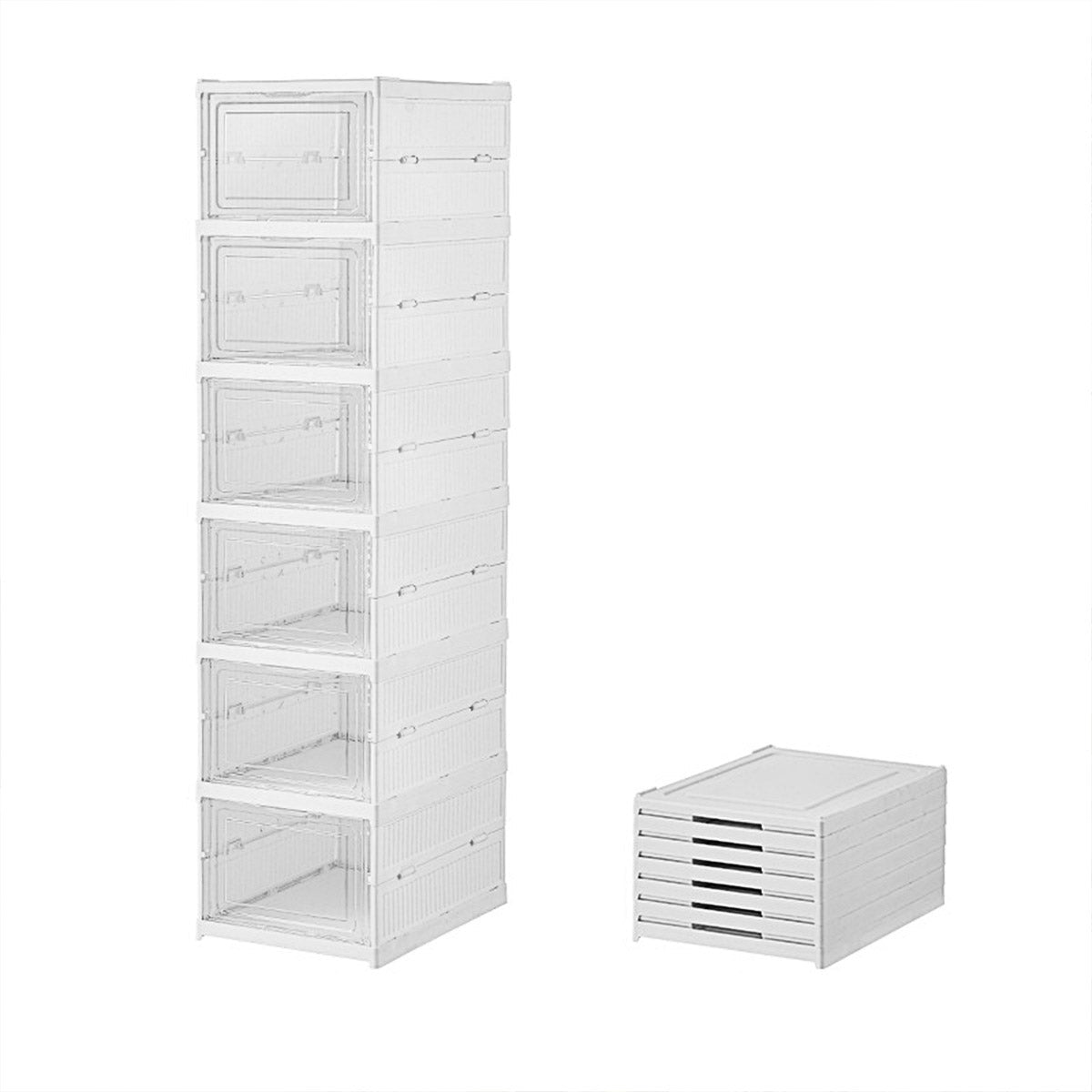Foldable Shoe Storage Rack - 3 or 6 Layers, Transparent Drawers - SuperSaverAU - view 7