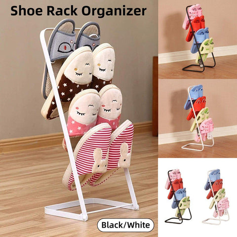 Stylish Black Wrought Iron Slipper Storage Rack - Compact Design - SuperSaverAU - view 1