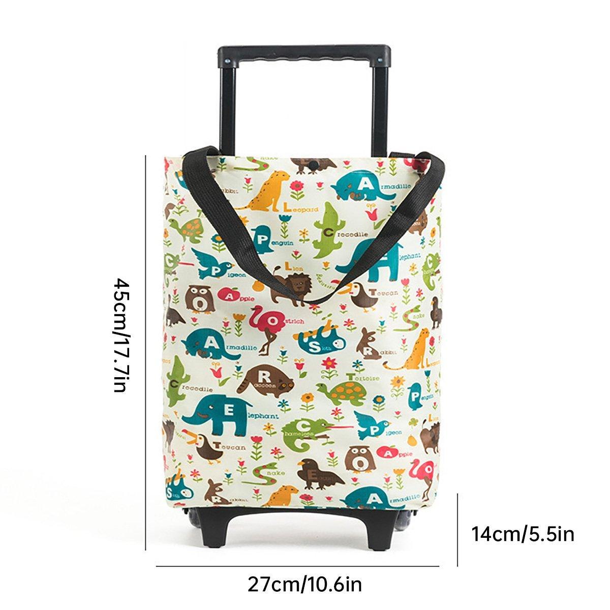 Lightweight Folding Shopping Cart Trolley with Wheels Retractable Tote Bag - White-Small - SuperSaverAU - view 2