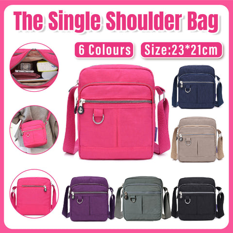 Premium Ladies Lightweight Nylon Shoulder Bag - Apricot - SuperSaverAU - view 1