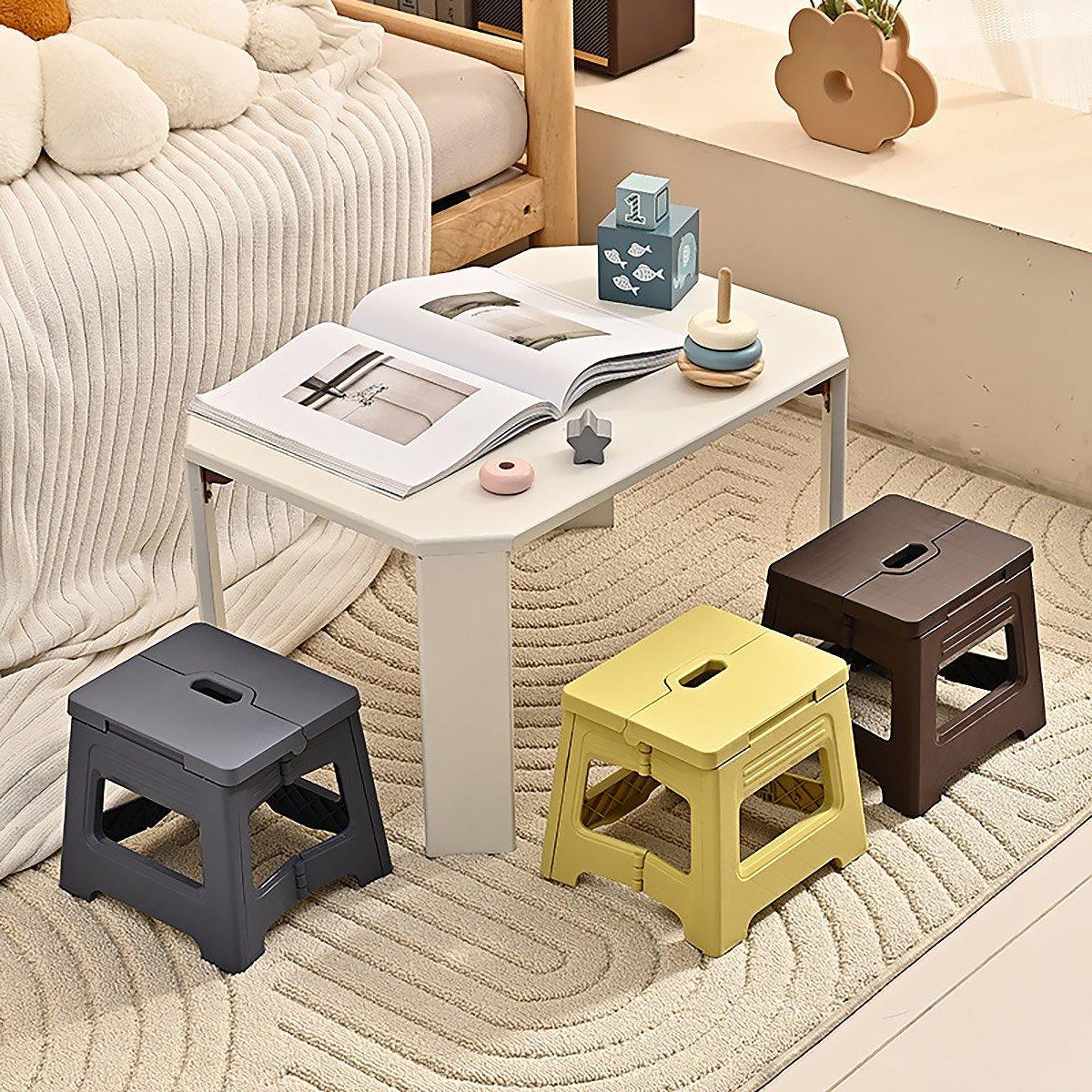 Premium Yellow Portable Adjustable Folding Plastic Stool Retractable Outdoor Chair