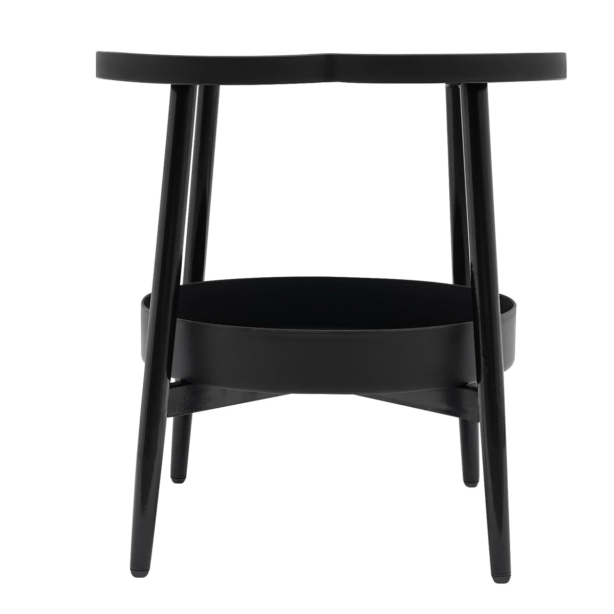 Premium Black Round 2 Tier Coffee Side Table Modern Minimalist 38cm