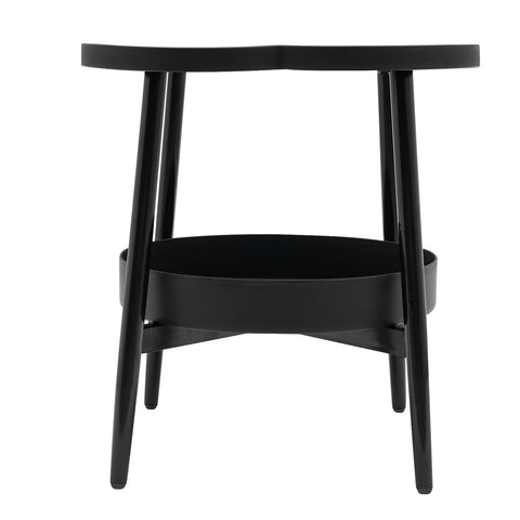 Premium Black Round 2 Tier Coffee Side Table Modern Minimalist 38cm