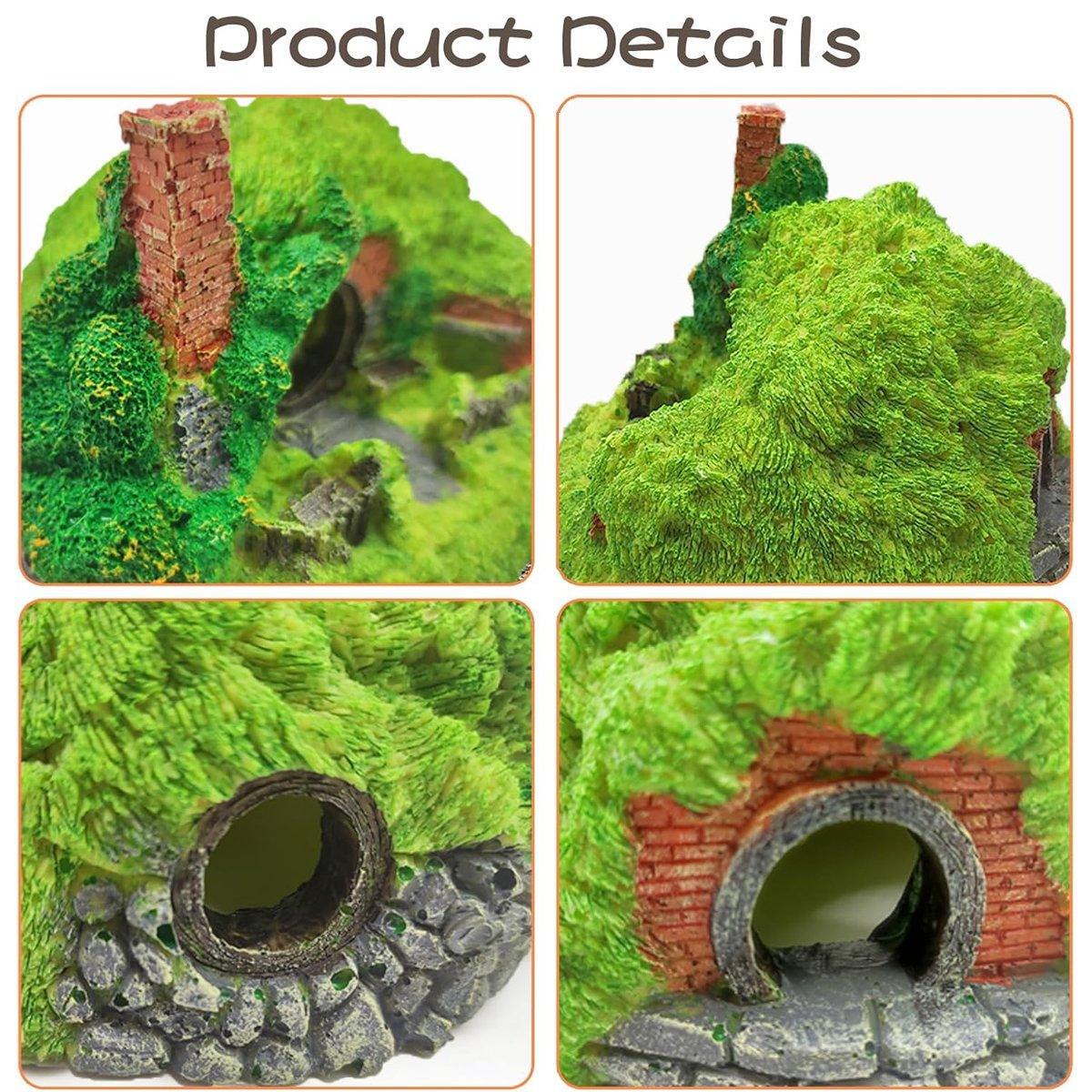 Premium Resin Grass House Aquarium Ornament Hideaway - A