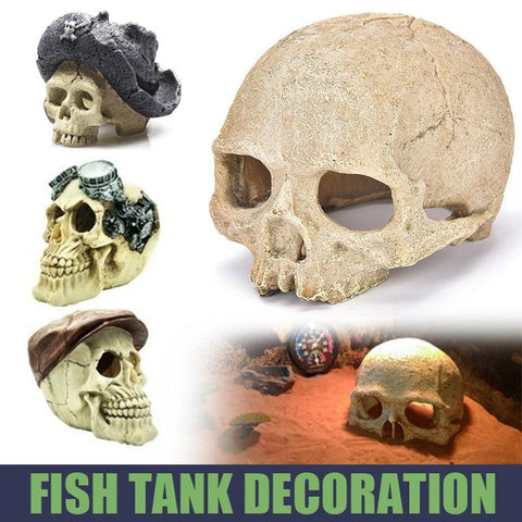 Premium Resin Skull Aquarium Ornament Decoration - Pirate