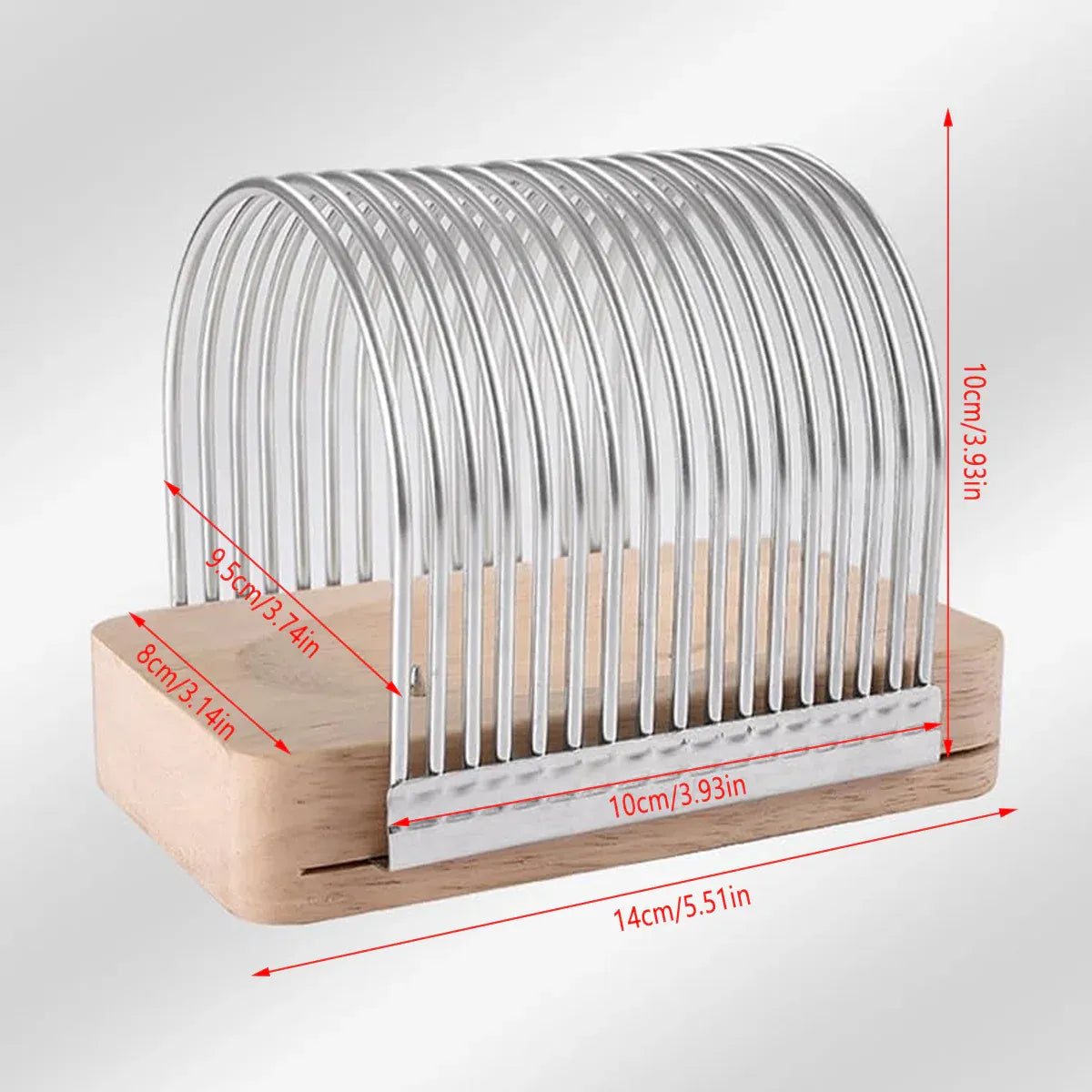 Premium Multifunction Kitchen Slicer – Stainless Steel with Oak Wood Base