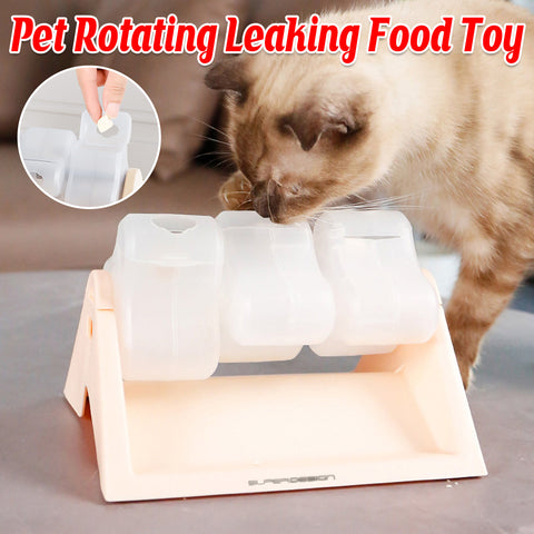 Cat Puzzle Feeder Toy - Rotating Leaky Food Dispenser for Snacks, 20 × 14 × 17.8 cm - SuperSaverAU - view 1