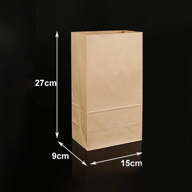 500PCS Kraft Food Paper Bags Brown Flat Bottom Lunch Bags Party Favour Bag - 500PCS-25*14*33CM - SuperSaverAU - view 4