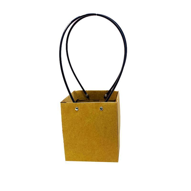 25x Kraft Paper Bag Flowers Waterproof Bouquet Basket Gift Box With Handle - 25PCS-Sq Small - SuperSaverAU - view 6
