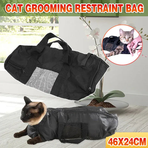 Premium Black Cat Grooming Restraint Bath Bag for Washing & Nail Trimming