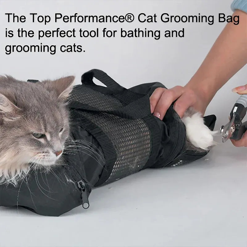 Premium Black Cat Grooming Restraint Bath Bag for Washing & Nail Trimming