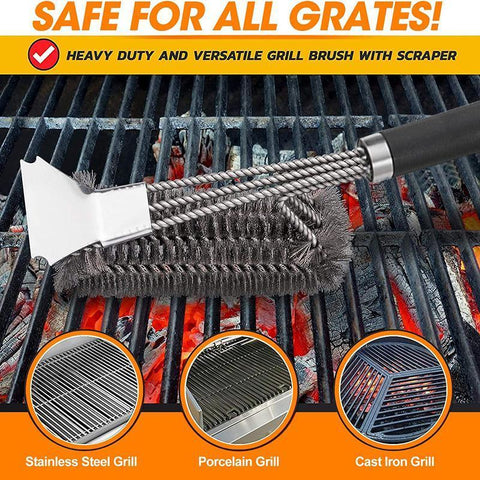 Premium 18-Inch BBQ Grill Brush & Scraper