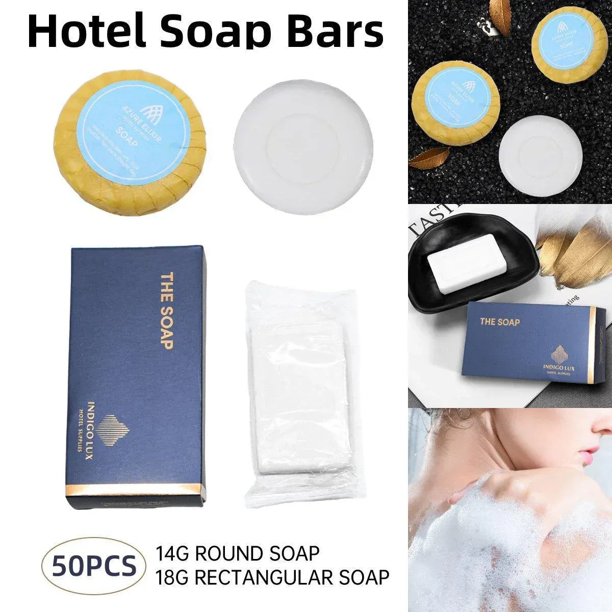 Premium 50pcs Round White Hotel Guest Soap Bars 14g Individually Wrapped