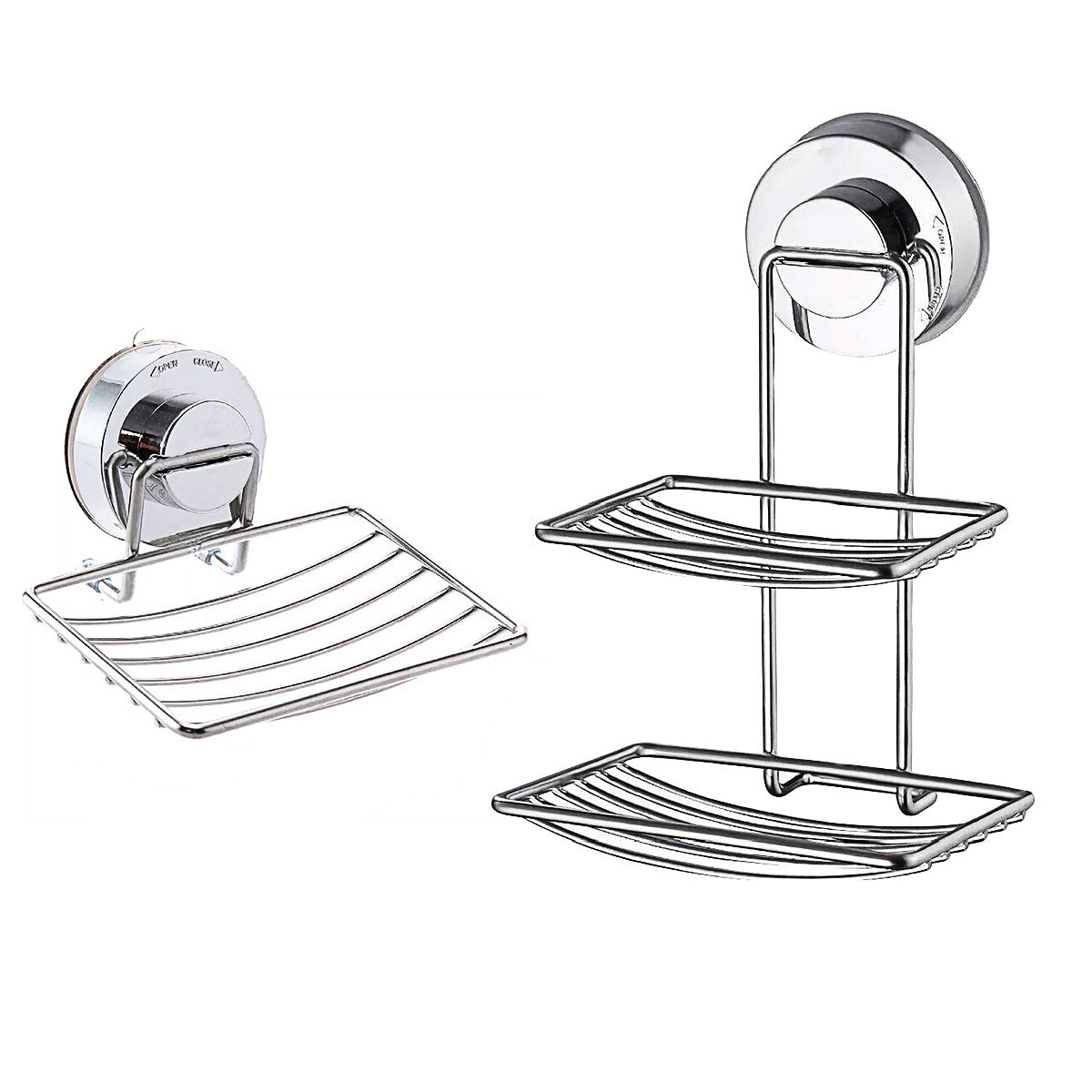 Premium Shower Soap Holder - Stainless Steel Suction Cup Bathroom Basket - Double Layer - SuperSaverAU - view 2