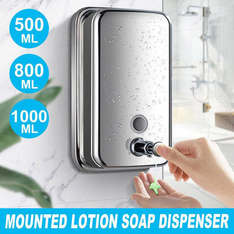 Stainless Steel Wall Mounted Soap Dispenser 800ML - Durable, Stylish, Versatile - SuperSaverAU - view 1