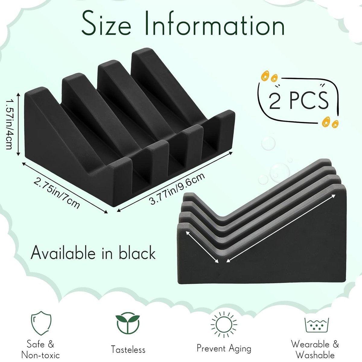 Premium 2 Pack White Silicone Soap Dish Holder Non Slip Draining Tray