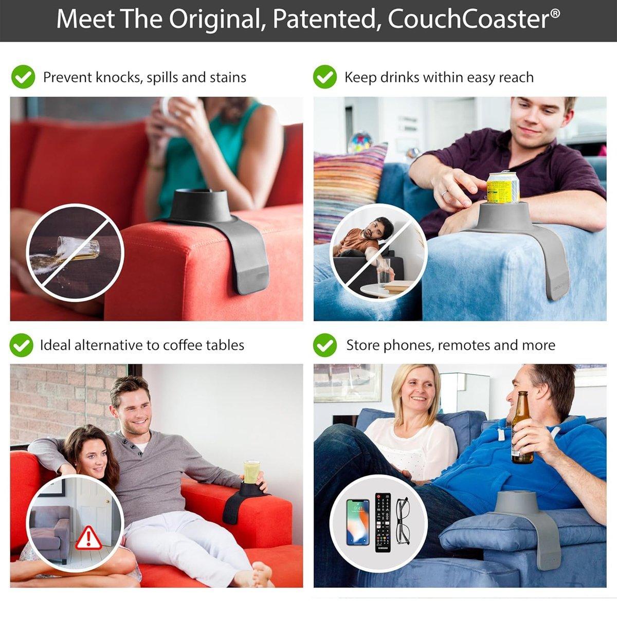 Premium Coffee Silicone Couch Armrest Cup Holder Tray