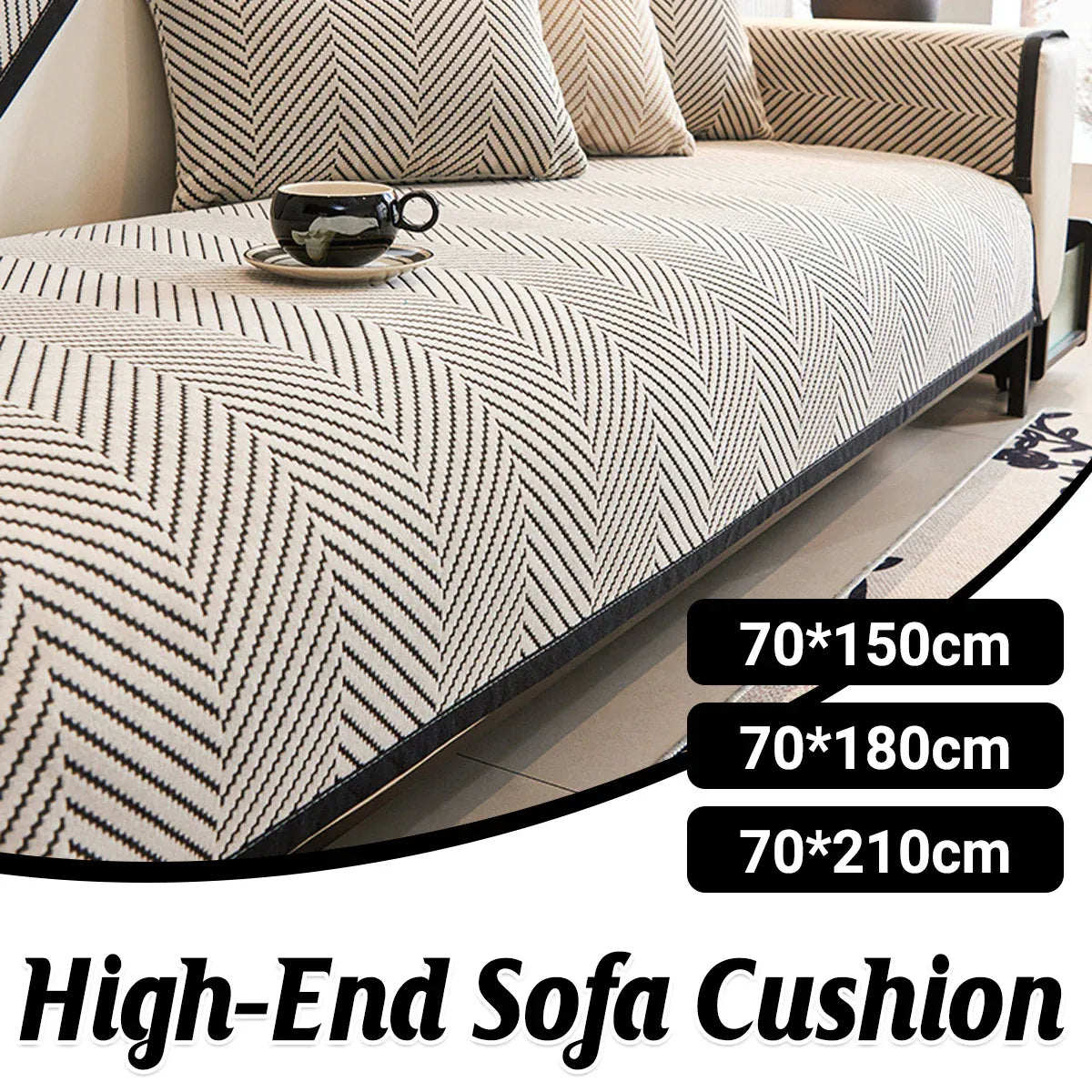 Premium 70x150cm Non Slip Sofa Cushion Cover Couch Protector Seat Slipcover Pad