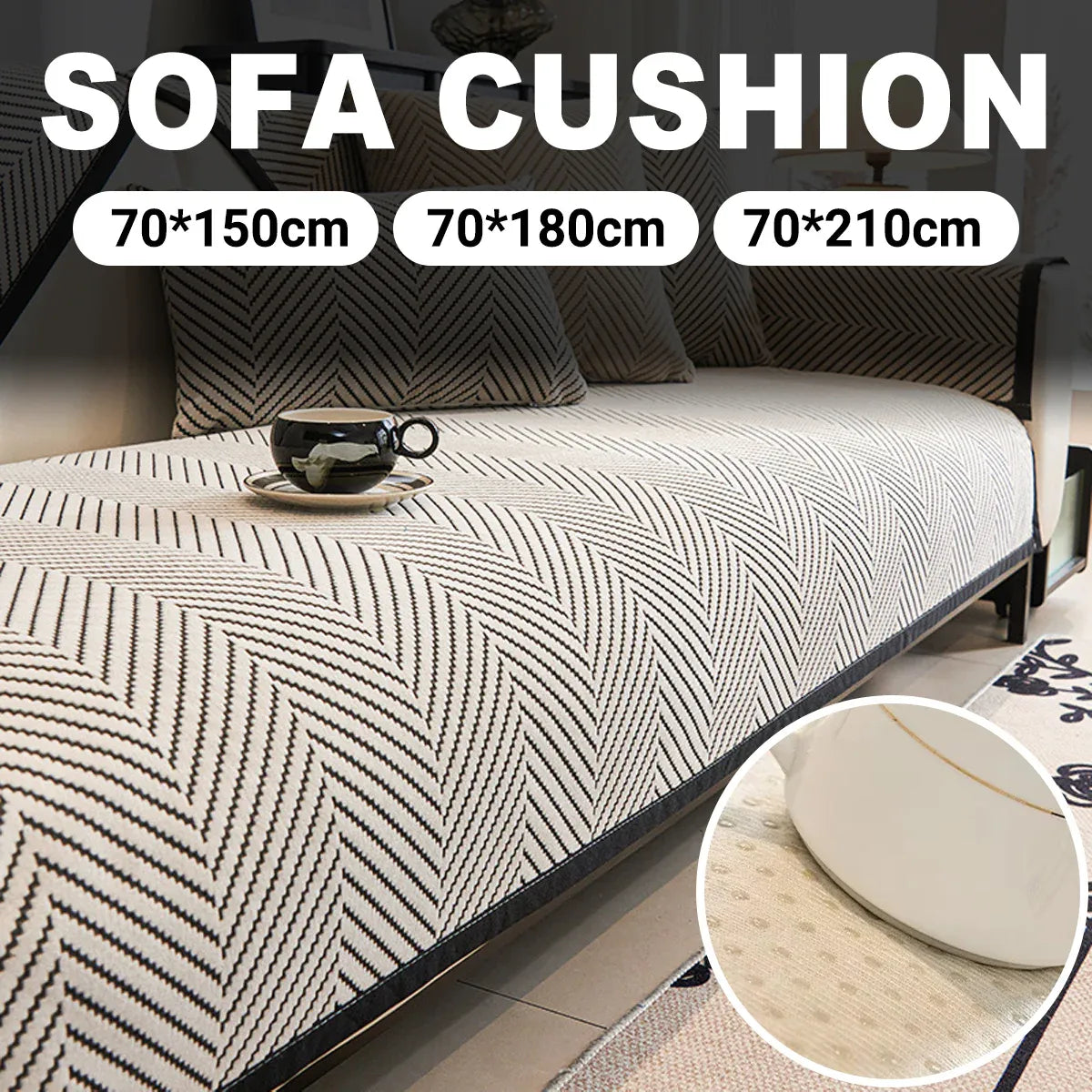 Premium 70x210cm Non Slip Sofa Cushion Cover Couch Protector Seat Slipcover Pad