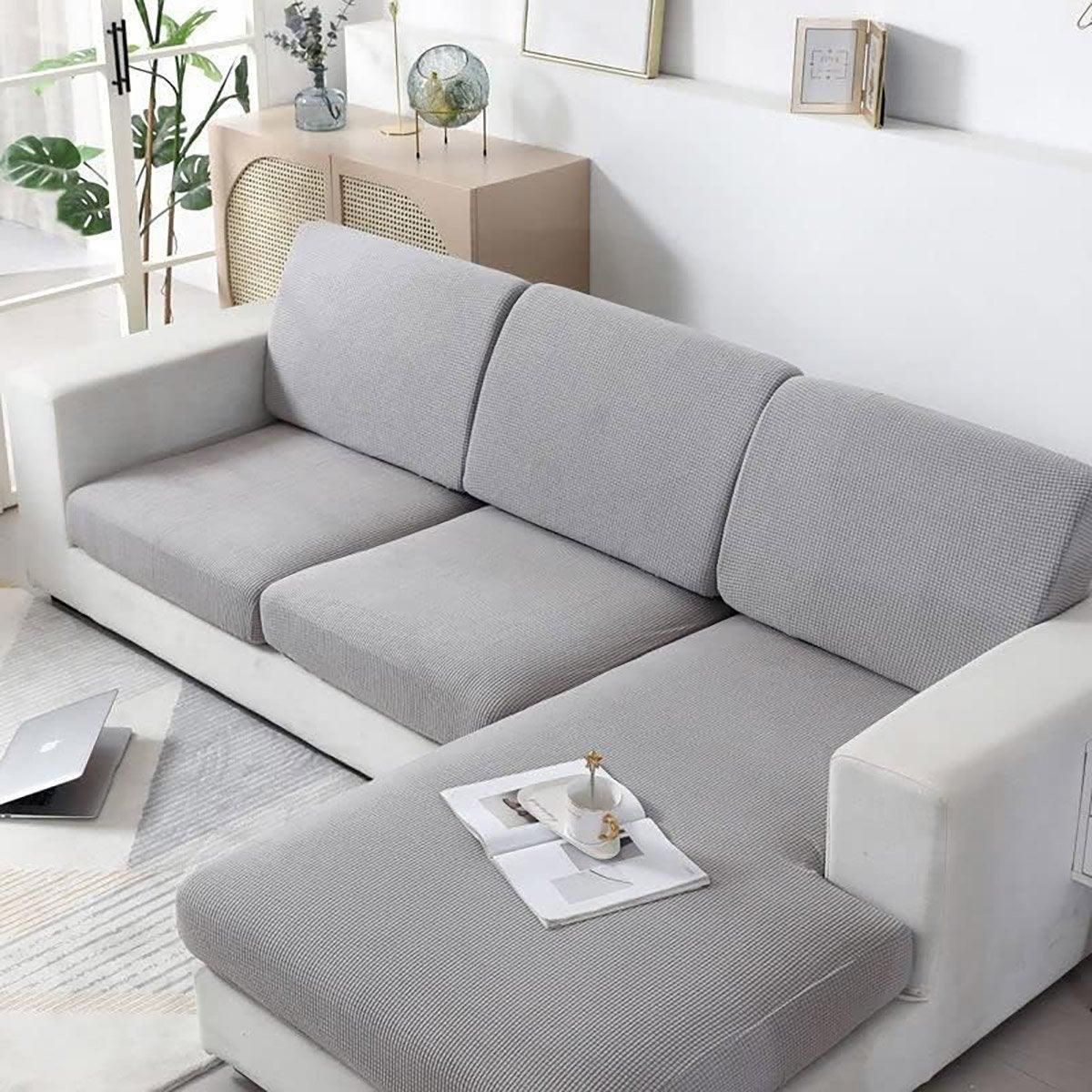 Premium Double Black Stretch Sofa Slipcover Elastic Couch Protector 4 Season