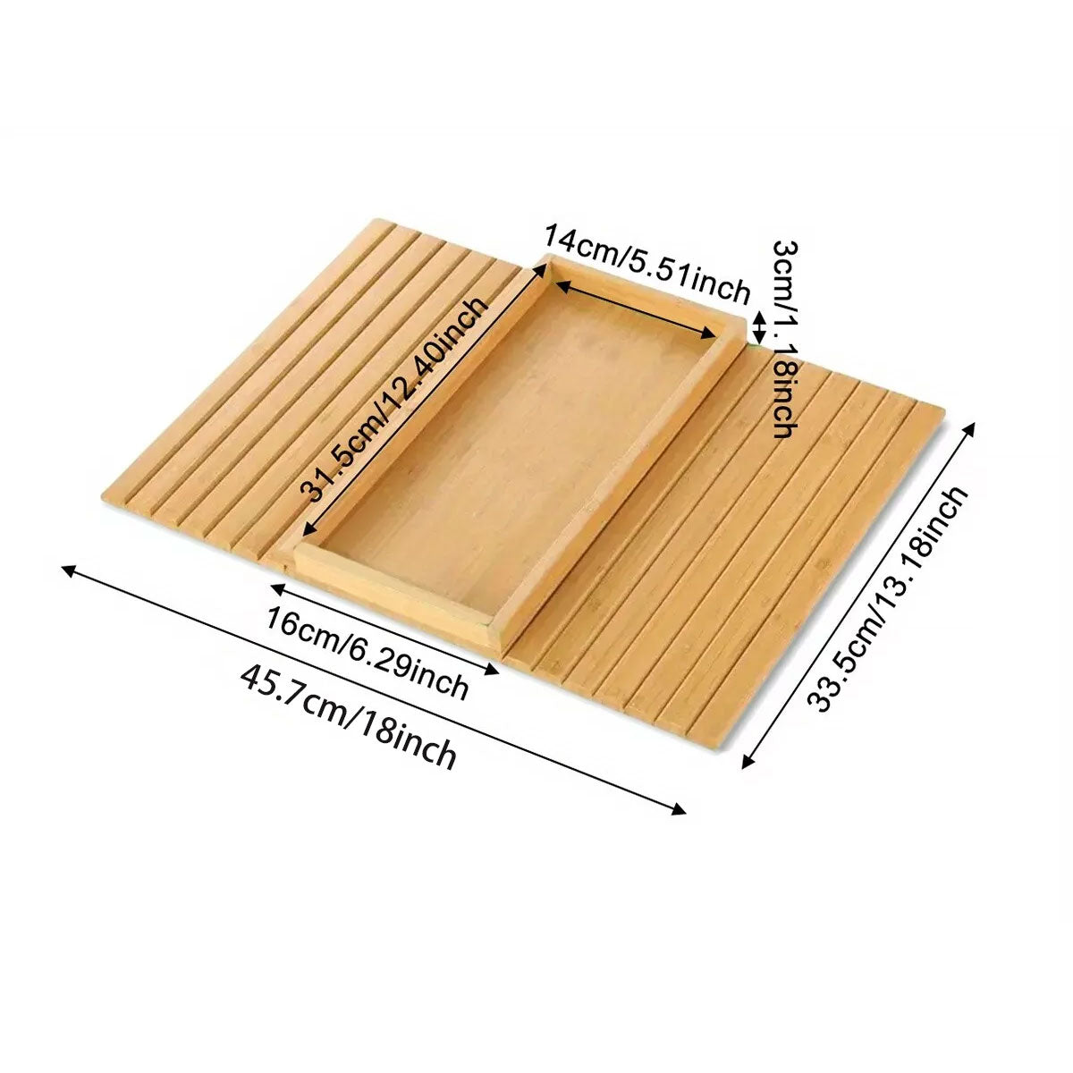 Premium Bamboo Foldable Sofa Armrest Tray Organiser 45.7x33.5cm