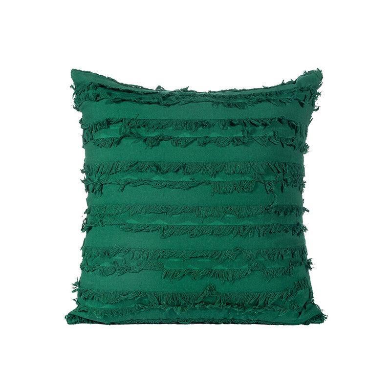 Premium Boho Tassel Fringe Cushion Cover – Green 45 x 45cm
