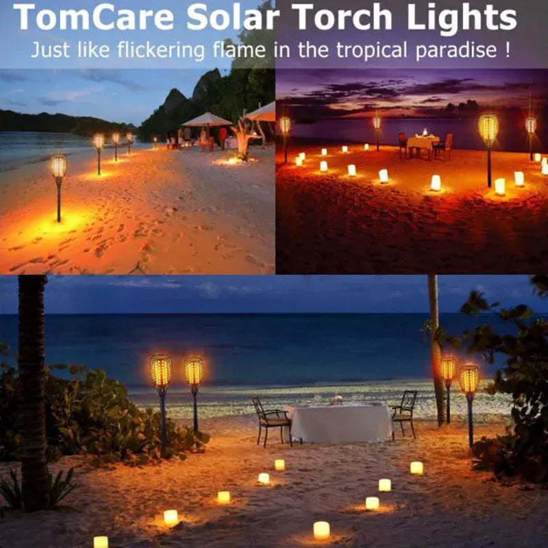 Premium Solar Flickering Flame Torch Lights – 4 Pack