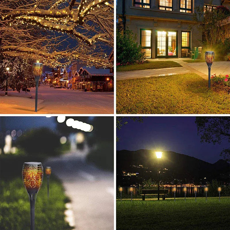 Premium Solar Flickering Flame Torch Lights – 4 Pack