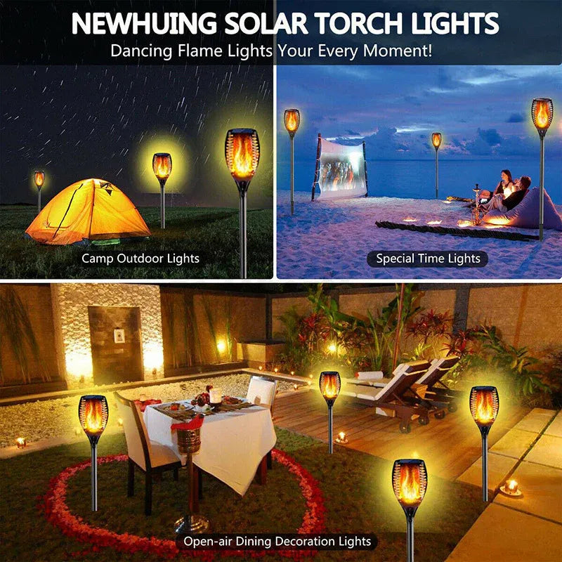 Premium Solar Flickering Flame Torch Lights – 4 Pack