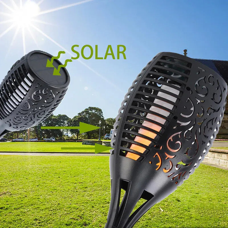 Premium Solar Flickering Flame Torch Lights – 4 Pack