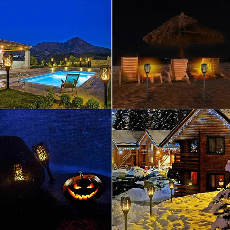 Premium Solar Flickering Flame Torch Lights – 4 Pack