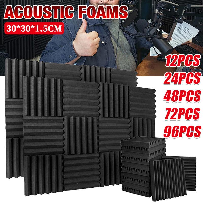 Premium 12PCS Acoustic Foam Soundproofing Panels 30x30cm Black