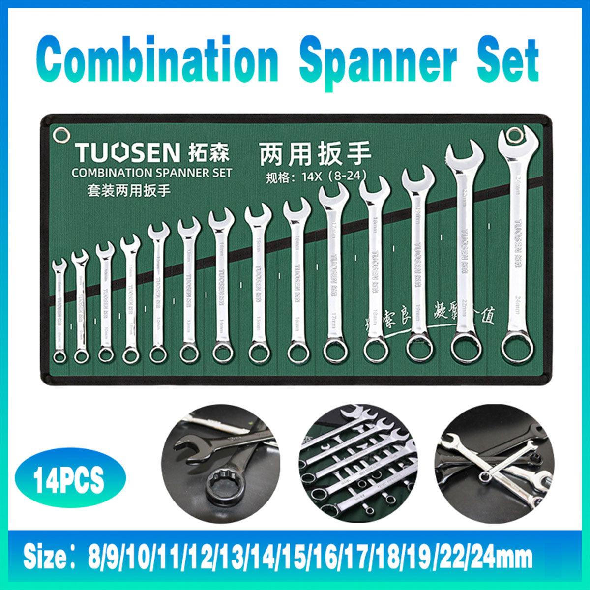 14-Piece Metric Spanner Set with Roll Bag 8mm to 24mm - SuperSaverAU - view 1