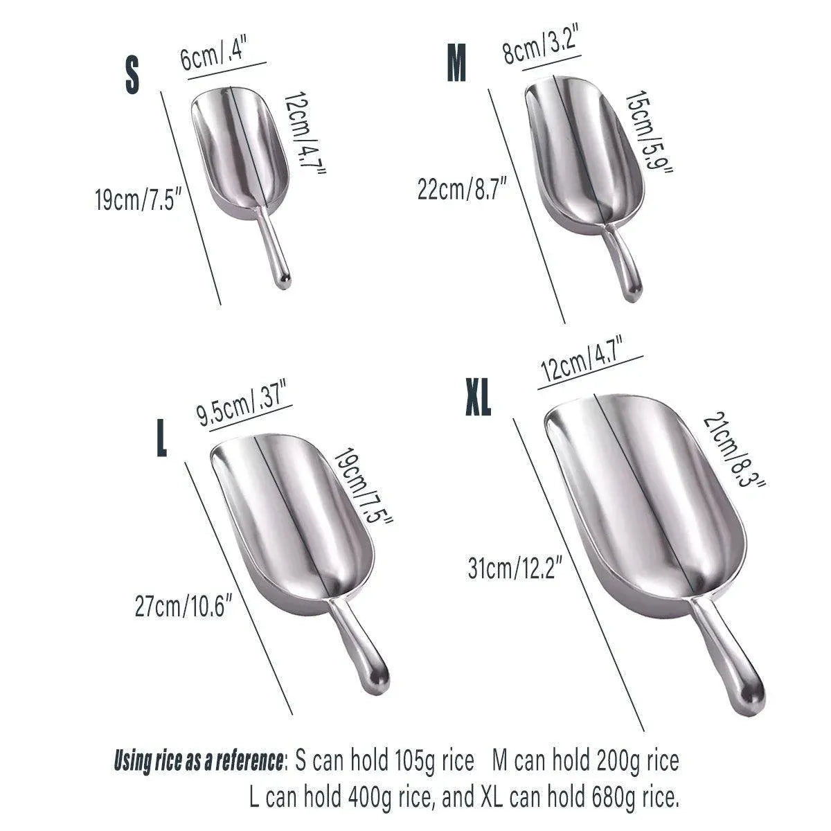 Premium Cast Aluminium Ice and Food Scoop – Large