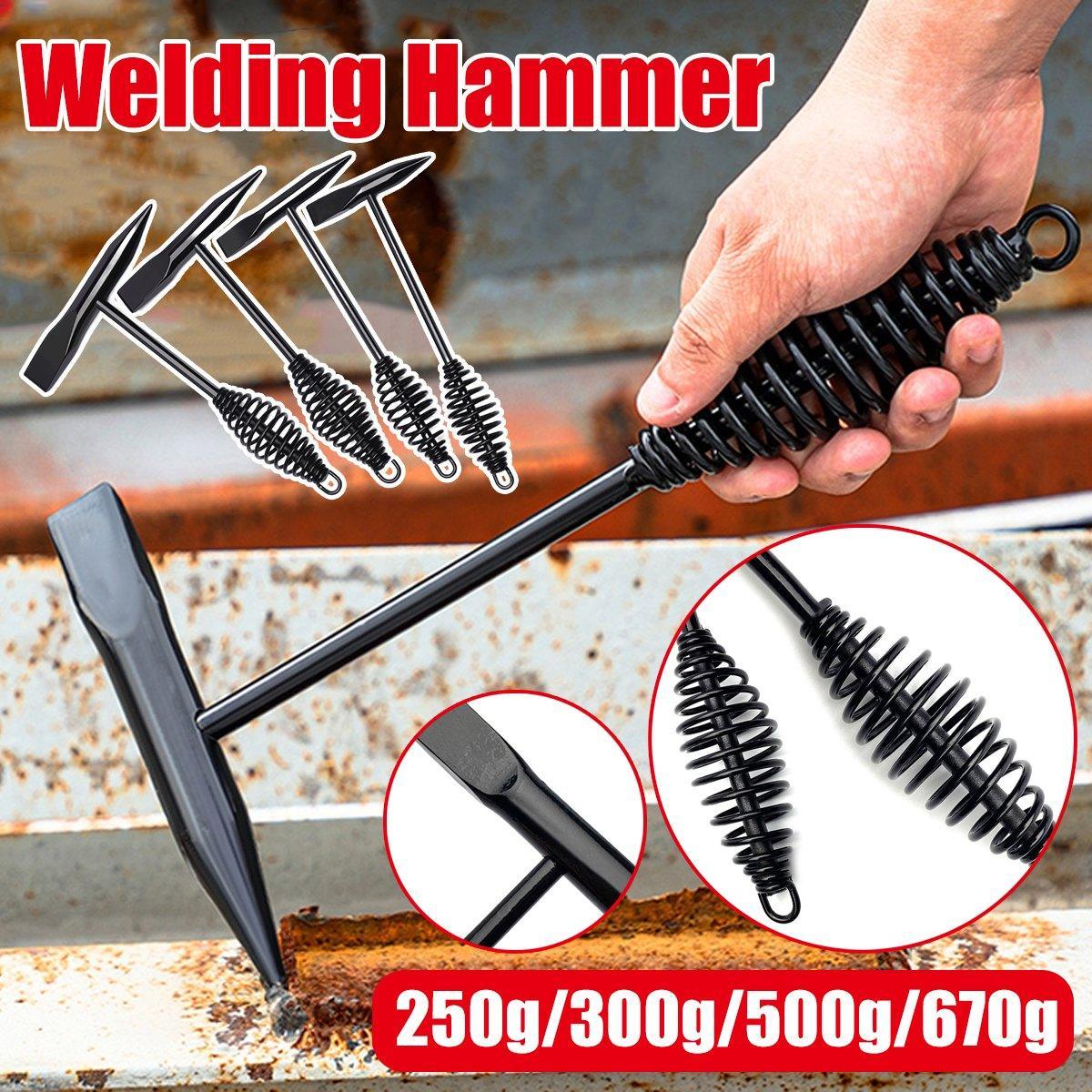 Premium Welding Chipping Hammer with Spring Handle - Black, 670g