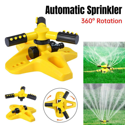 Premium 360° Rotating Lawn Sprinkler – Yellow