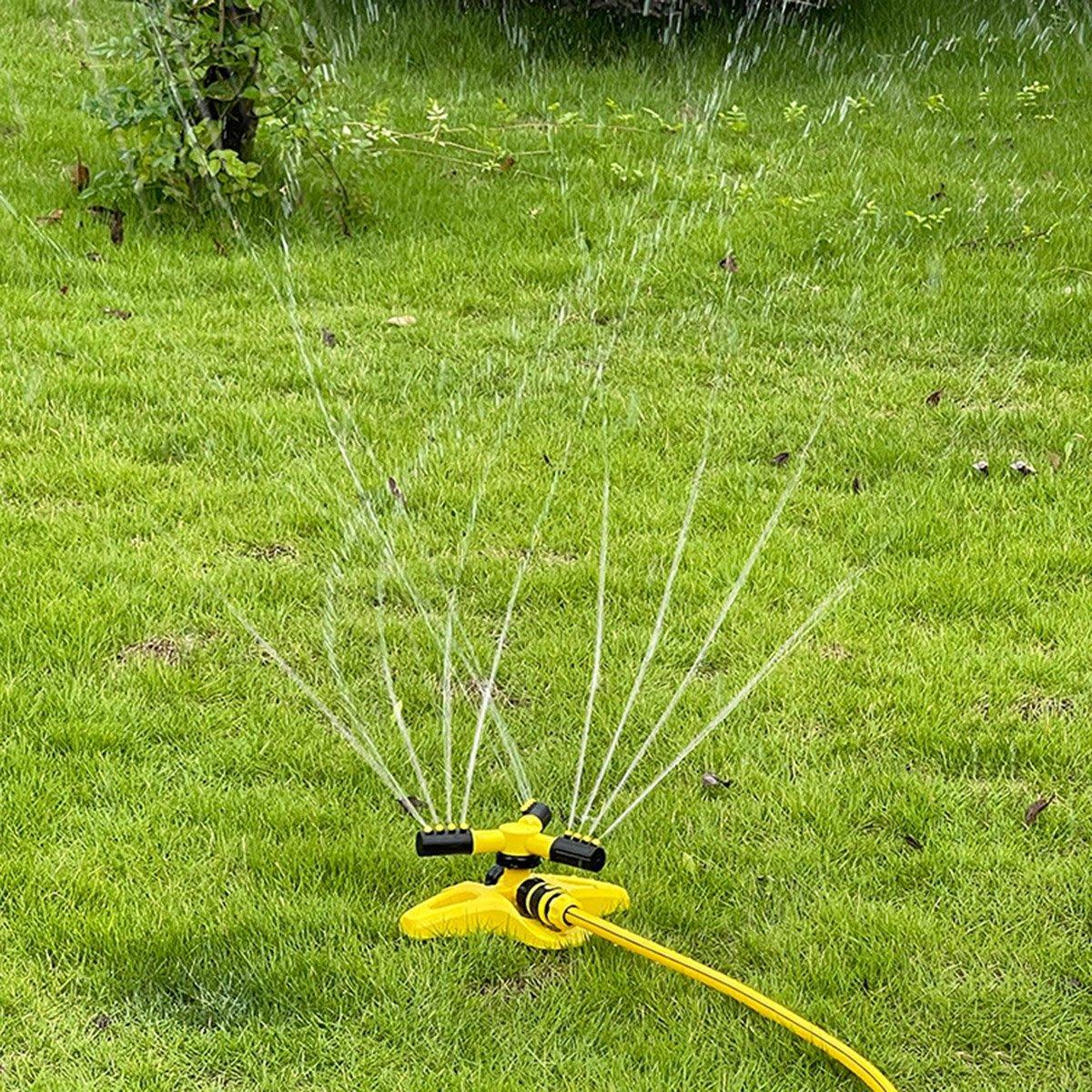 Premium 360° Rotating Lawn Sprinkler – Yellow