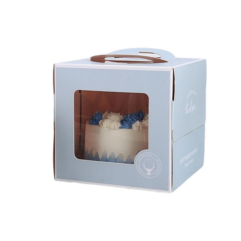 30PCS Grey Portable Cake Boxes Display Window Packing Case with Handle Birthday - 8 inch - SuperSaverAU - view 2
