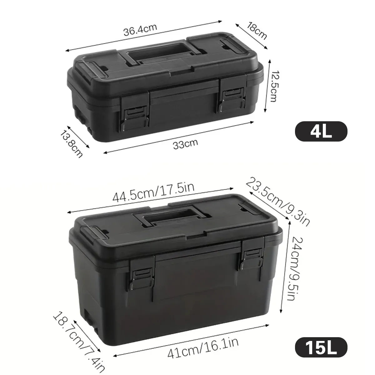 Premium Multi Function Stackable Toolbox with Dividers - Black, 4L