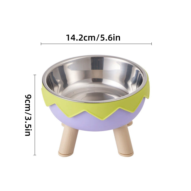 Premium Eggshell Raised Pet Bowl with Stainless Steel Insert - Green