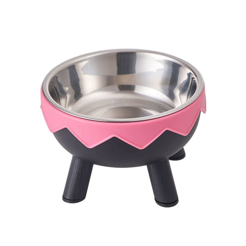 Premium Eggshell Raised Pet Bowl with Stainless Steel Insert - Green