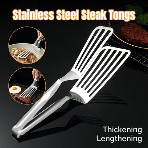 Premium Stainless Steel Steak Tongs – 35cm Hollow Design