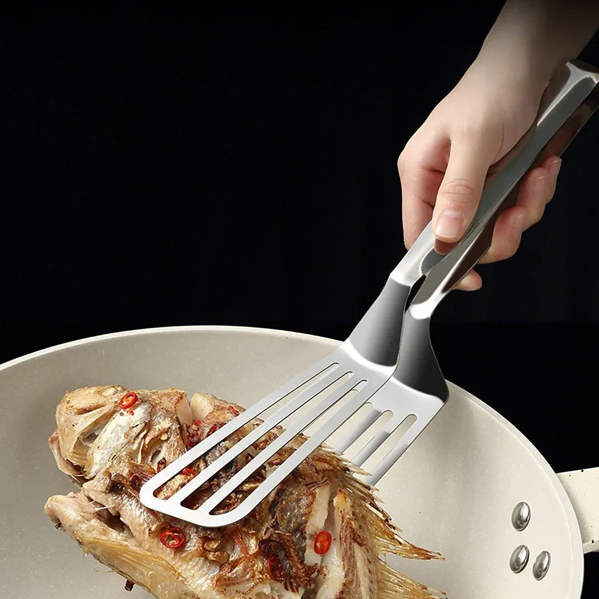 Premium Stainless Steel Steak Tongs – 35cm Hollow Design