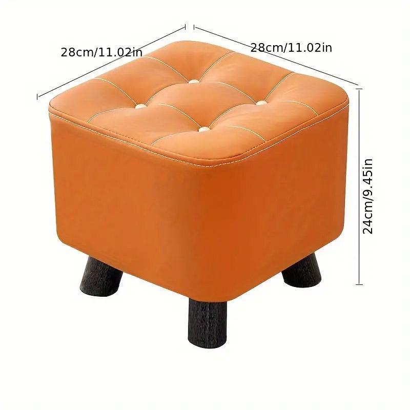 Premium Green Small Shoe Changing Stool Solid Wood Leather Low Seat