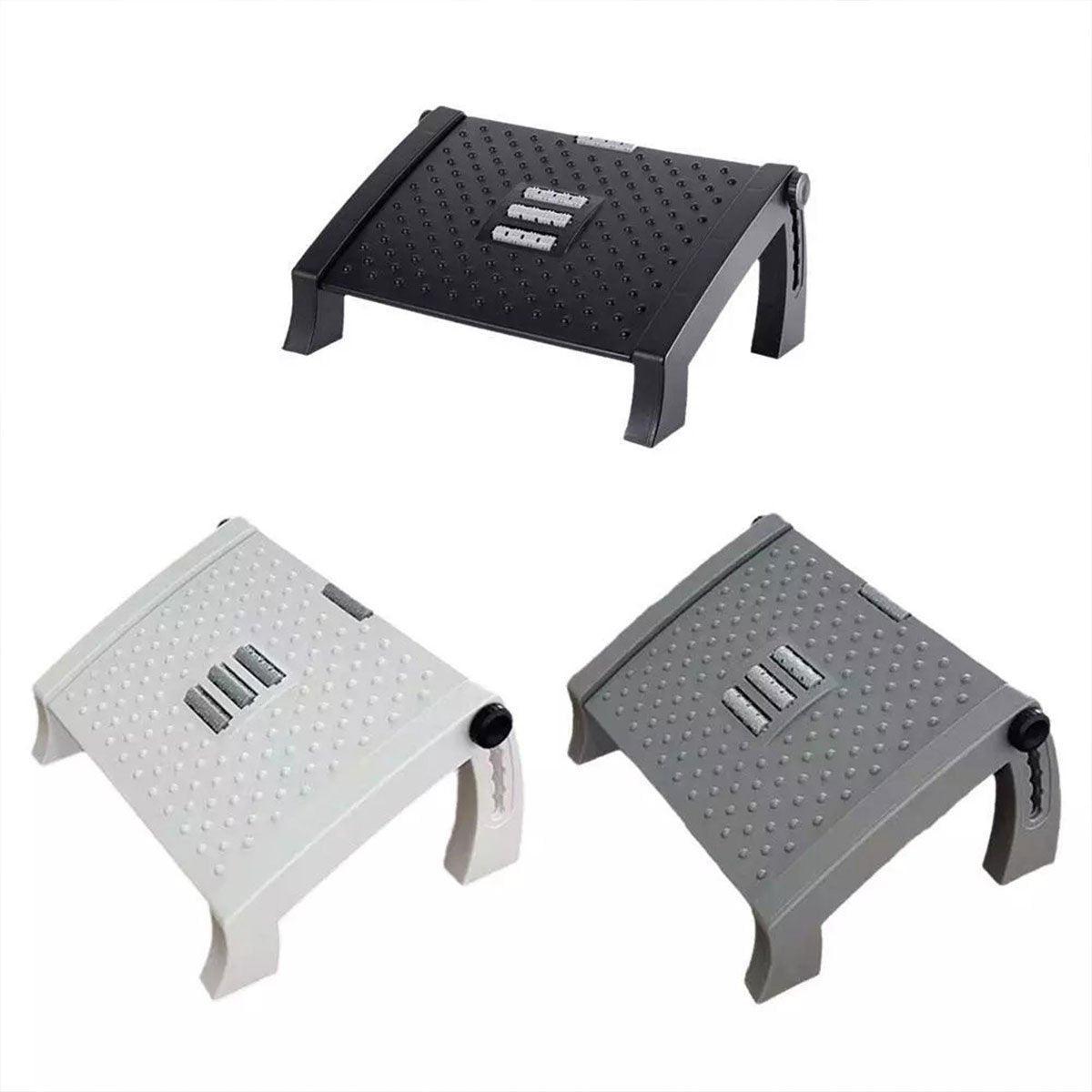 Premium Grey Adjustable Office Foot Rest Pedal Stool with Massage Rollers