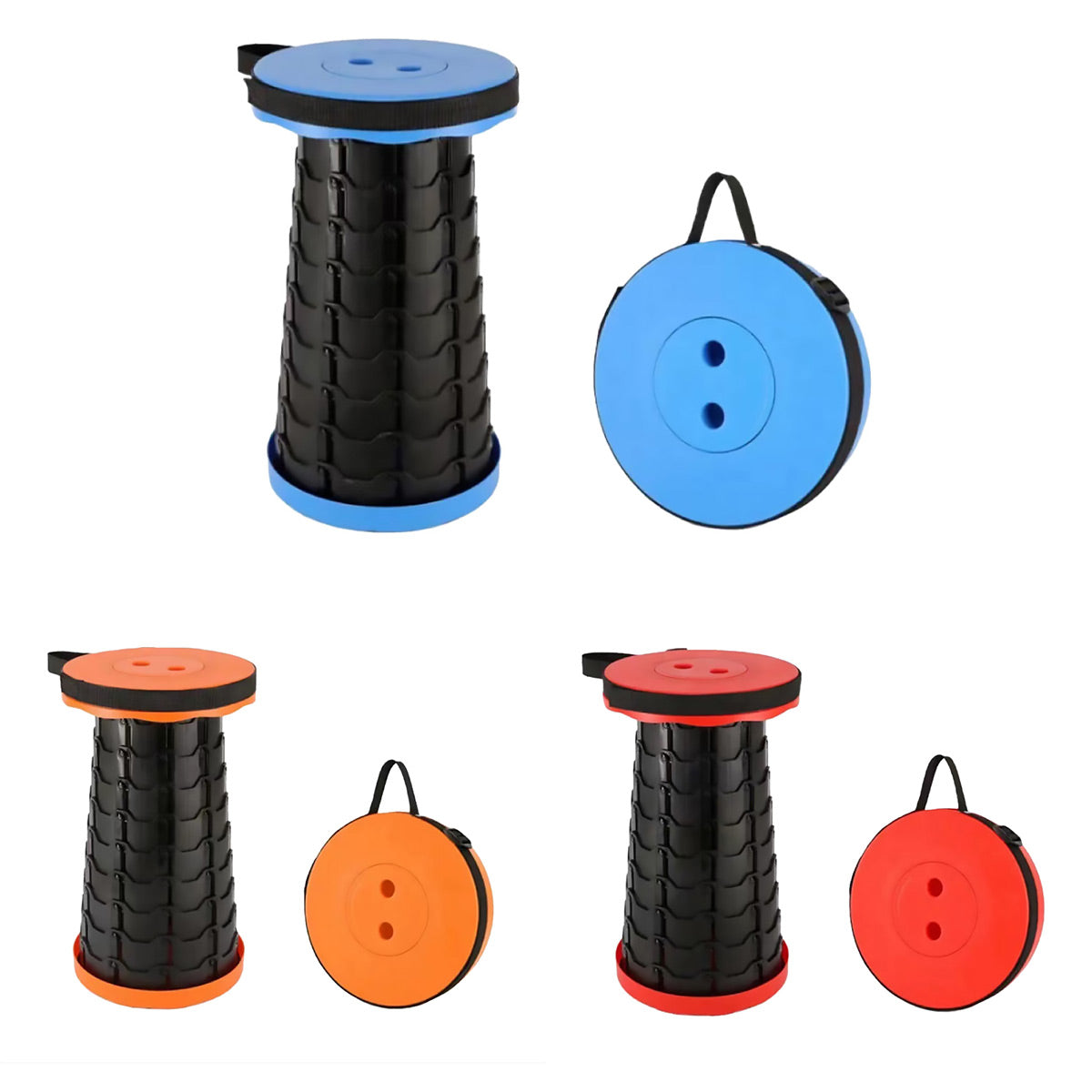 Premium Red Portable Telescopic Folding Stool Compact Retractable Travel Chair