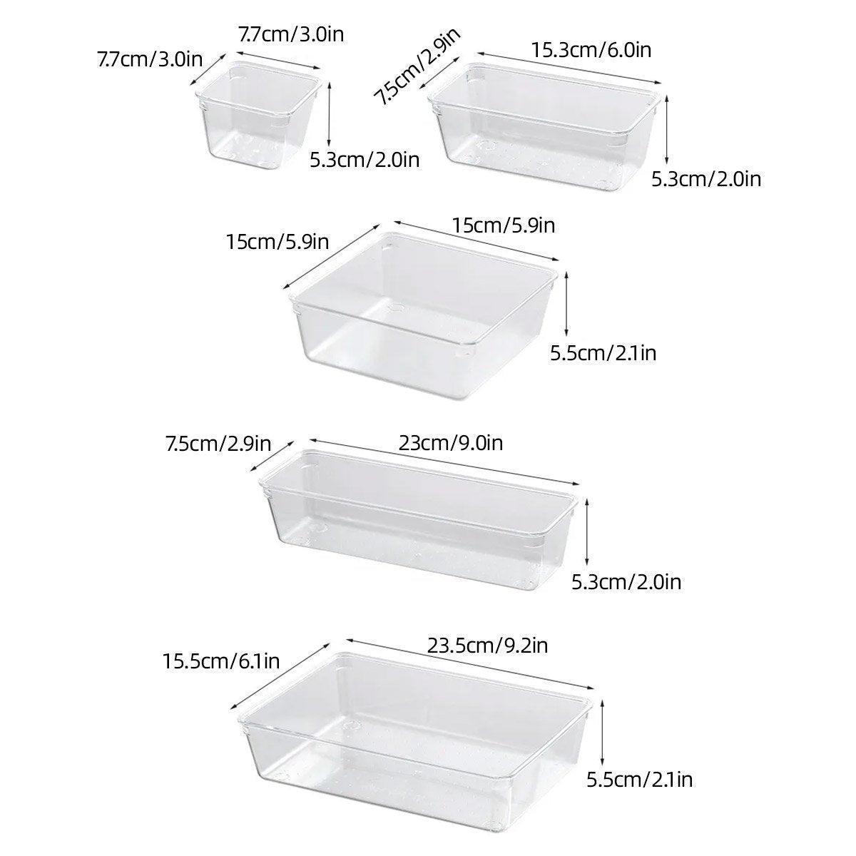 Transparent Plastic Drawer Organiser Set Multifunctional Desktop Storage Box - 13PCS - SuperSaverAU - view 2