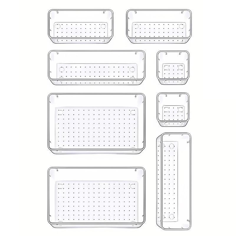 Transparent Plastic Drawer Organiser Set Multifunctional Desktop Storage Box - 13PCS - SuperSaverAU - view 4