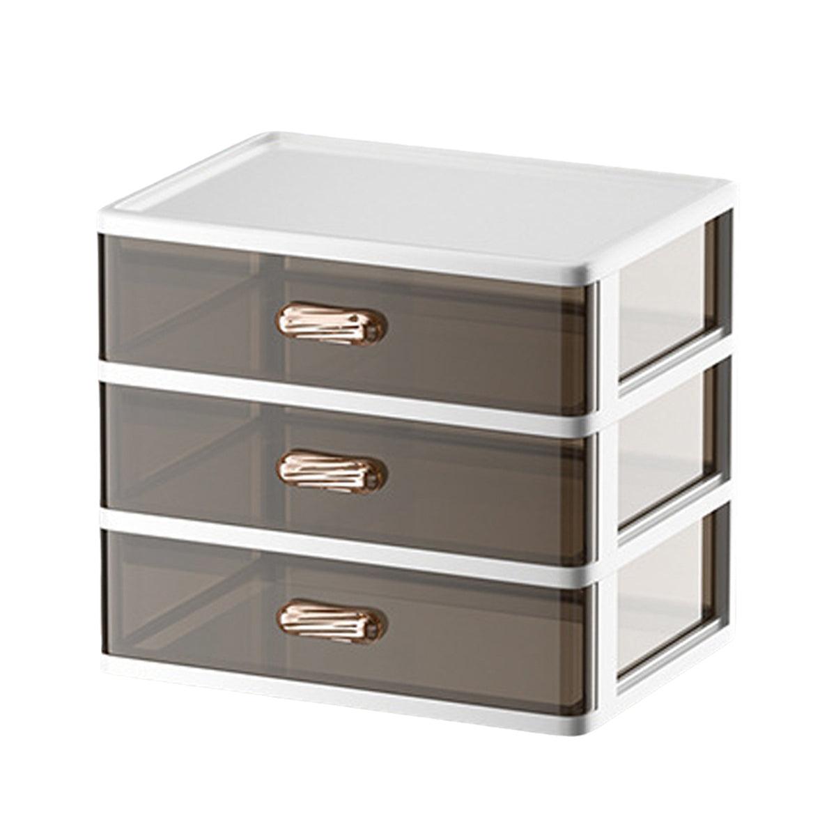 Premium 2 Tier Cosmetic Storage Organiser with Clear Drawers & Gold Handles