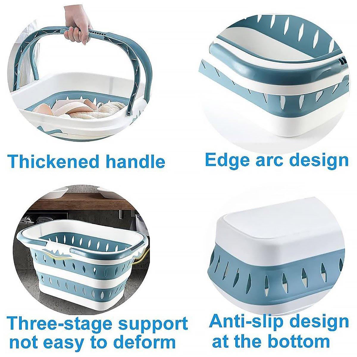 Premium Large Folding Laundry Basket – Blue